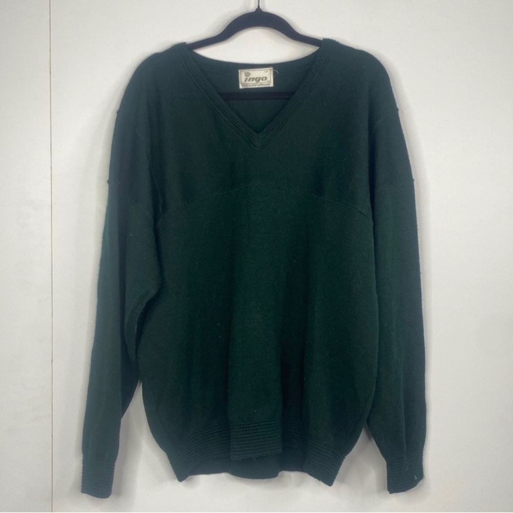 Vintage Ingo Green Wool Sweater Size Large Grandpa Jumper